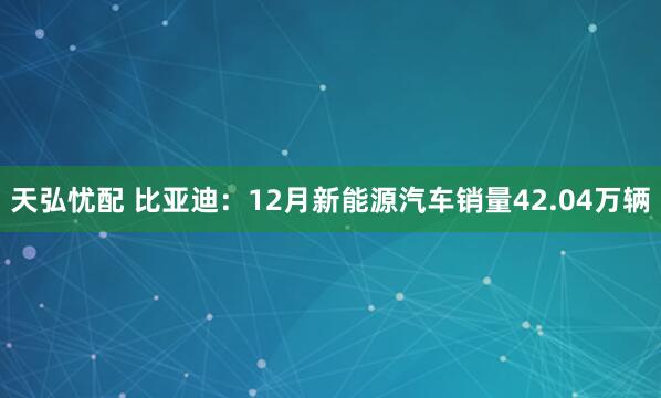 天弘忧配 比亚迪：12月新能源汽车销量42.04万辆